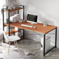Metal and Wood Writing Desk Contemporary Corner Bedroom Office Desk with Bookshelf 47"L x 22"W x 43"H Brown Clearhalo 'furn' 'furn_office_desk' 'Furniture' 'Office Desks' 'Office Furniture' 'office_desk' 6262784