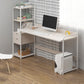 Metal and Wood Writing Desk Contemporary Corner Bedroom Office Desk with Bookshelf White-Apricot Clearhalo 'furn' 'furn_office_desk' 'Furniture' 'Office Desks' 'Office Furniture' 'office_desk' 6262800