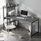 Metal and Wood Writing Desk Contemporary Corner Bedroom Office Desk with Bookshelf 39.5"L x 21.7"W x 43.3"H Grey Clearhalo 'furn' 'furn_office_desk' 'Furniture' 'Office Desks' 'Office Furniture' 'office_desk' 6262806