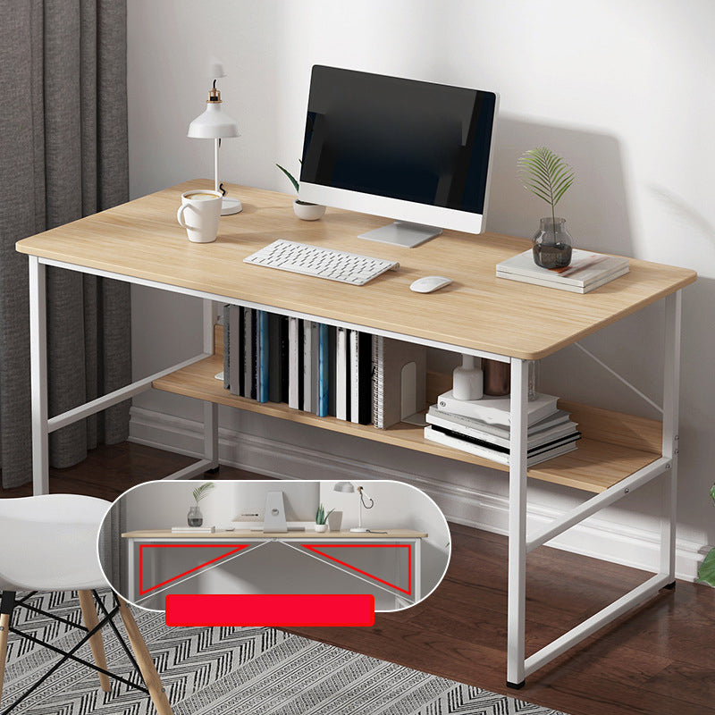 Metal and Wood Writing Desk Contemporary Corner Bedroom Office Desk with Bookshelf Clearhalo 'furn' 'furn_office_desk' 'Furniture' 'Office Desks' 'Office Furniture' 'office_desk' 6262808