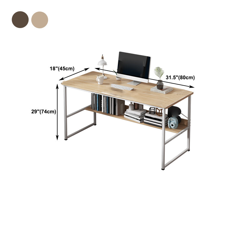 Metal and Wood Writing Desk Contemporary Corner Bedroom Office Desk with Bookshelf Clearhalo 'furn' 'furn_office_desk' 'Furniture' 'Office Desks' 'Office Furniture' 'office_desk' 6262820