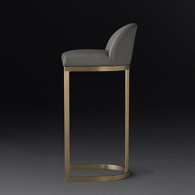 Sedia contropietta in vetrina in pelle finta contemporanea sgabello sul retro con gambe metalliche