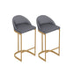 Contemporary Style Counter Stool Bar-height Bar Stool with Metal Base Grey 2 Piece Set Clearhalo 'Bar Furniture' 'Bar Stools' 'bar_stools' 'furn' 'furn_bar_stools' 'Furniture' 'Kitchen & Dining Furniture' 6263001