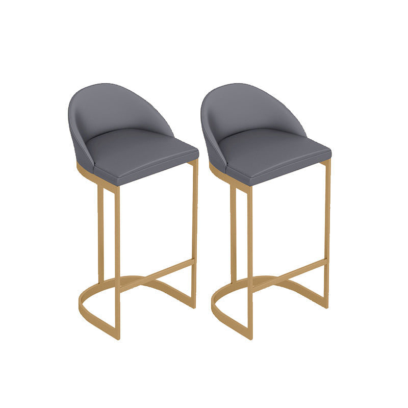 Contemporary Style Counter Stool Bar-height Bar Stool with Metal Base Grey 2 Piece Set Clearhalo 'Bar Furniture' 'Bar Stools' 'bar_stools' 'furn' 'furn_bar_stools' 'Furniture' 'Kitchen & Dining Furniture' 6263001