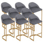 Contemporary Style Counter Stool Bar-height Bar Stool with Metal Base Grey 8 Piece Set Clearhalo 'Bar Furniture' 'Bar Stools' 'bar_stools' 'furn' 'furn_bar_stools' 'Furniture' 'Kitchen & Dining Furniture' 6263006