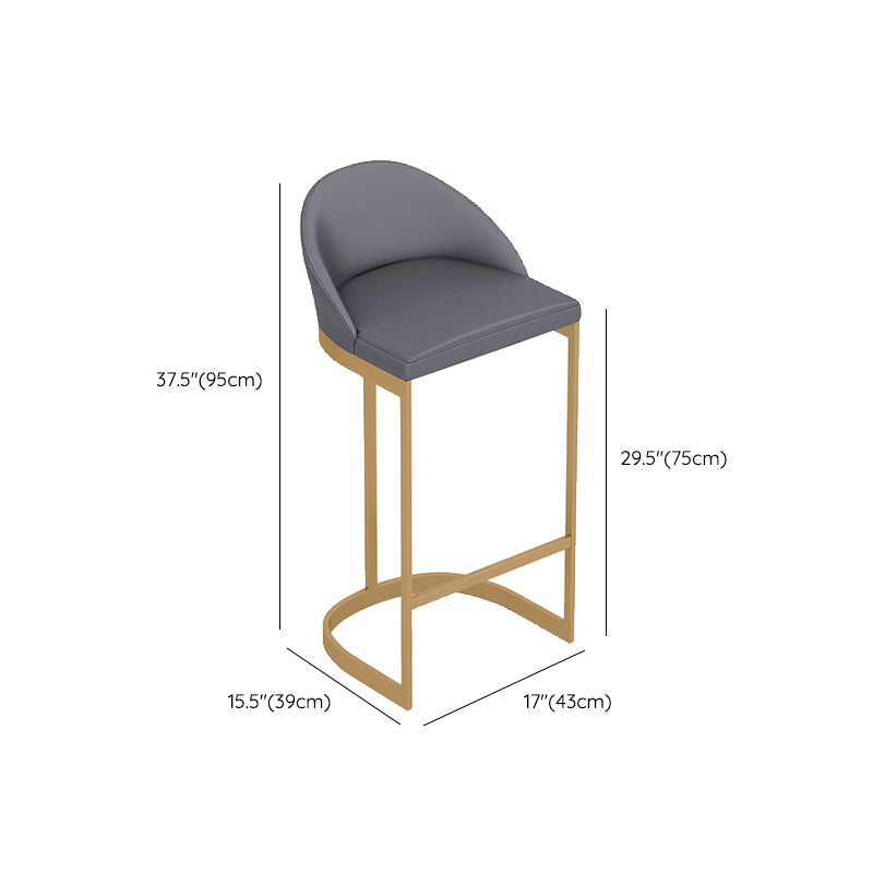 Contemporary Style Counter Stool Bar-height Bar Stool with Metal Base Clearhalo 'Bar Furniture' 'Bar Stools' 'bar_stools' 'furn' 'furn_bar_stools' 'Furniture' 'Kitchen & Dining Furniture' 6263016