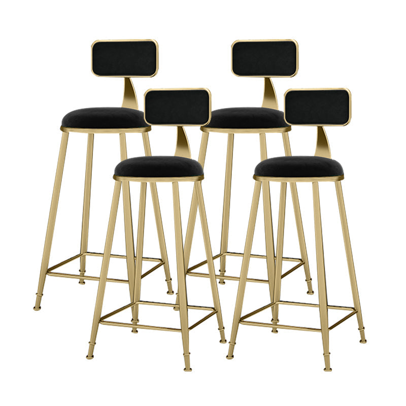 Scandinavian Armless Metal Frame Bar Stool Low Back Upholstered Bar Stool Black 4 Piece Set Clearhalo 'Bar Furniture' 'Bar Stools' 'bar_stools' 'furn' 'furn_bar_stools' 'Furniture' 'Kitchen & Dining Furniture' 6263052