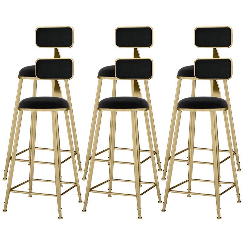 Scandinavian Armless Metal Frame Bar Stool Low Back Upholstered Bar Stool Black 6 Piece Set Clearhalo 'Bar Furniture' 'Bar Stools' 'bar_stools' 'furn' 'furn_bar_stools' 'Furniture' 'Kitchen & Dining Furniture' 6263055