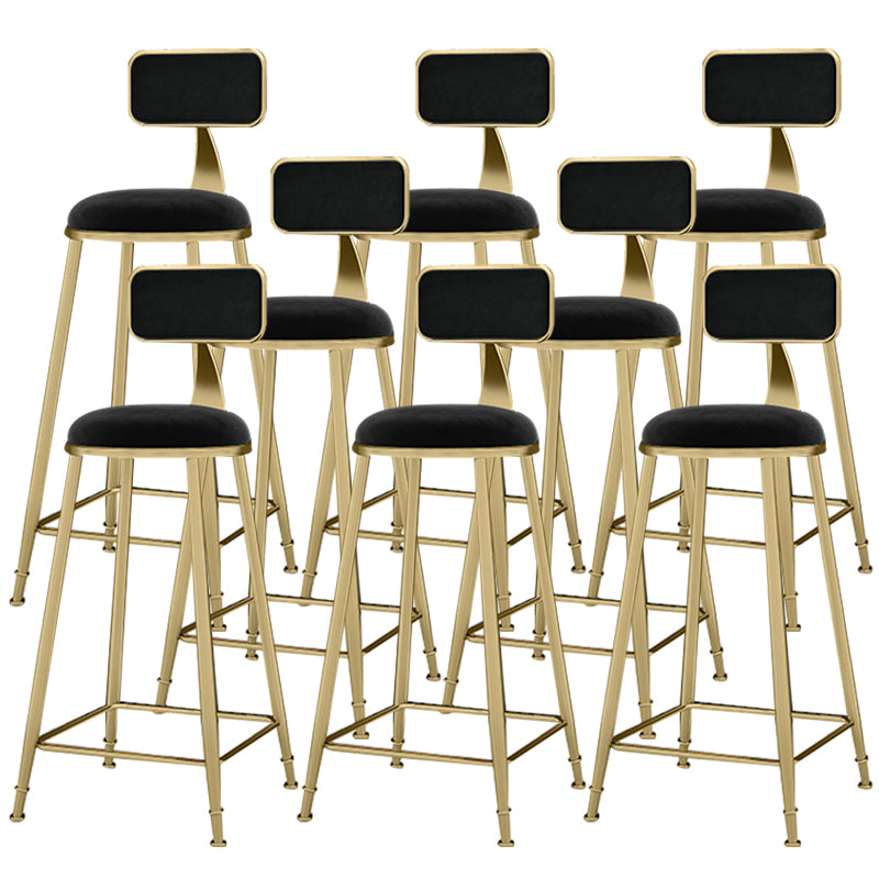 Scandinavian Armless Metal Frame Bar Stool Low Back Upholstered Bar Stool Black 8 Piece Set Clearhalo 'Bar Furniture' 'Bar Stools' 'bar_stools' 'furn' 'furn_bar_stools' 'Furniture' 'Kitchen & Dining Furniture' 6263057