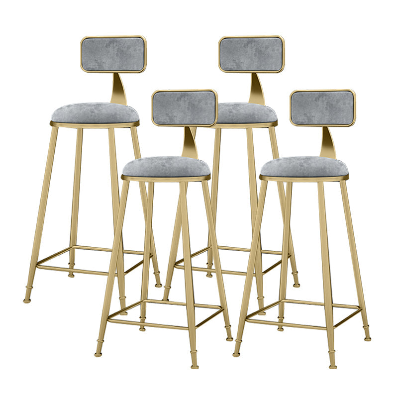 Scandinavian Armless Metal Frame Bar Stool Low Back Upholstered Bar Stool Grey 4 Piece Set Clearhalo 'Bar Furniture' 'Bar Stools' 'bar_stools' 'furn' 'furn_bar_stools' 'Furniture' 'Kitchen & Dining Furniture' 6263060