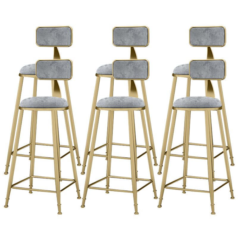 Scandinavian Armless Metal Frame Bar Stool Low Back Upholstered Bar Stool Grey 6 Piece Set Clearhalo 'Bar Furniture' 'Bar Stools' 'bar_stools' 'furn' 'furn_bar_stools' 'Furniture' 'Kitchen & Dining Furniture' 6263063