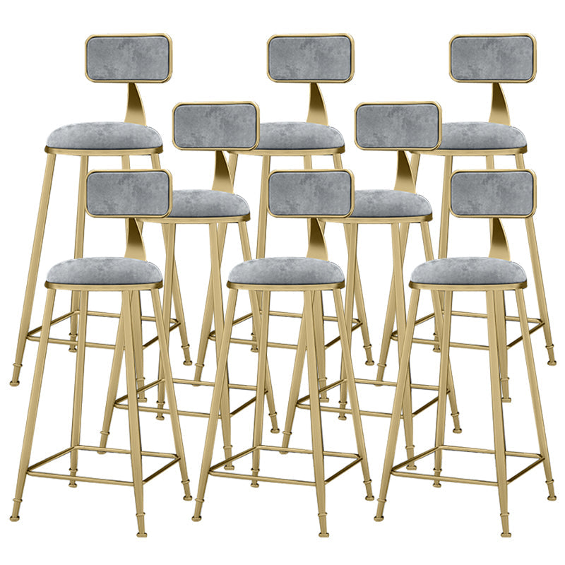Scandinavian Armless Metal Frame Bar Stool Low Back Upholstered Bar Stool Grey 8 Piece Set Clearhalo 'Bar Furniture' 'Bar Stools' 'bar_stools' 'furn' 'furn_bar_stools' 'Furniture' 'Kitchen & Dining Furniture' 6263064