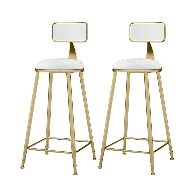 Scandinavian Armless Metal Frame Bar Stool Low Back Upholstered Bar Stool White 2 Piece Set Clearhalo 'Bar Furniture' 'Bar Stools' 'bar_stools' 'furn' 'furn_bar_stools' 'Furniture' 'Kitchen & Dining Furniture' 6263066