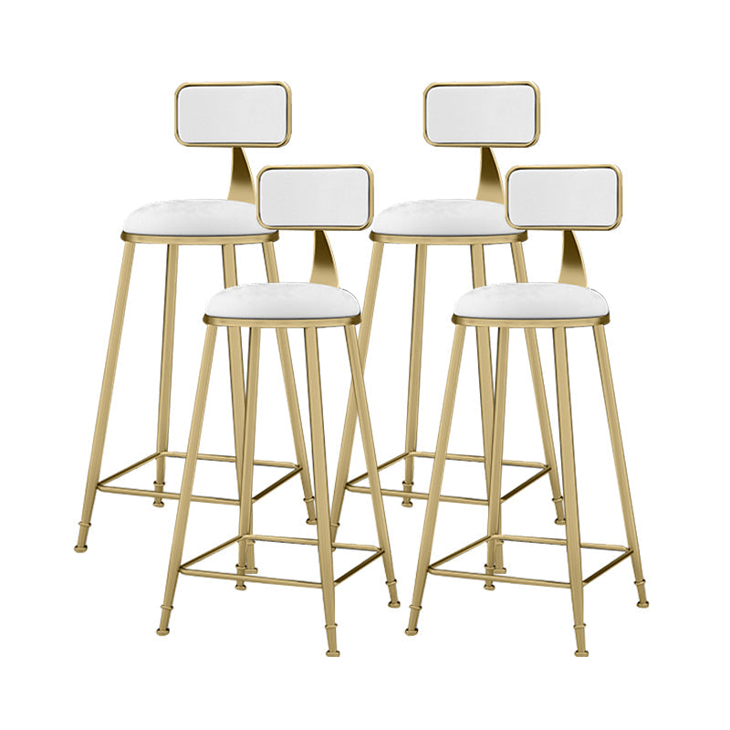 Scandinavian Armless Metal Frame Bar Stool Low Back Upholstered Bar Stool White 4 Piece Set Clearhalo 'Bar Furniture' 'Bar Stools' 'bar_stools' 'furn' 'furn_bar_stools' 'Furniture' 'Kitchen & Dining Furniture' 6263068