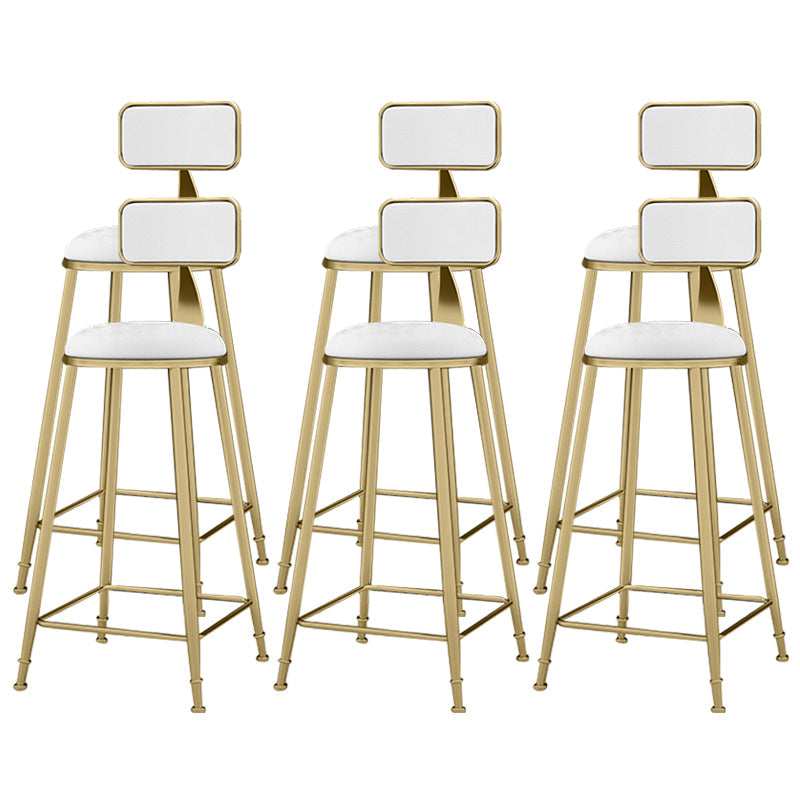 Scandinavian Armless Metal Frame Bar Stool Low Back Upholstered Bar Stool White 6 Piece Set Clearhalo 'Bar Furniture' 'Bar Stools' 'bar_stools' 'furn' 'furn_bar_stools' 'Furniture' 'Kitchen & Dining Furniture' 6263071