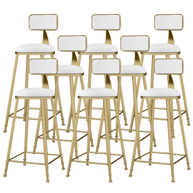 Scandinavian Armless Metal Frame Bar Stool Low Back Upholstered Bar Stool White 8 Piece Set Clearhalo 'Bar Furniture' 'Bar Stools' 'bar_stools' 'furn' 'furn_bar_stools' 'Furniture' 'Kitchen & Dining Furniture' 6263072