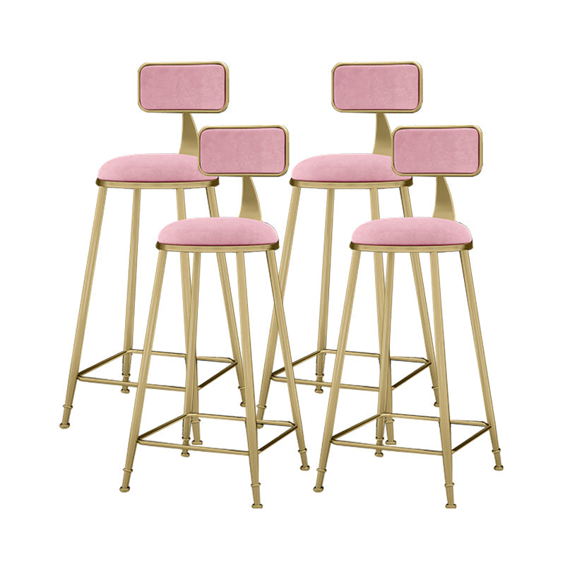 Scandinavian Armless Metal Frame Bar Stool Low Back Upholstered Bar Stool Pink 4 Piece Set Clearhalo 'Bar Furniture' 'Bar Stools' 'bar_stools' 'furn' 'furn_bar_stools' 'Furniture' 'Kitchen & Dining Furniture' 6263075