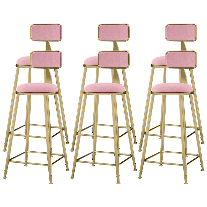 Scandinavian Armless Metal Frame Bar Stool Low Back Upholstered Bar Stool Pink 6 Piece Set Clearhalo 'Bar Furniture' 'Bar Stools' 'bar_stools' 'furn' 'furn_bar_stools' 'Furniture' 'Kitchen & Dining Furniture' 6263076