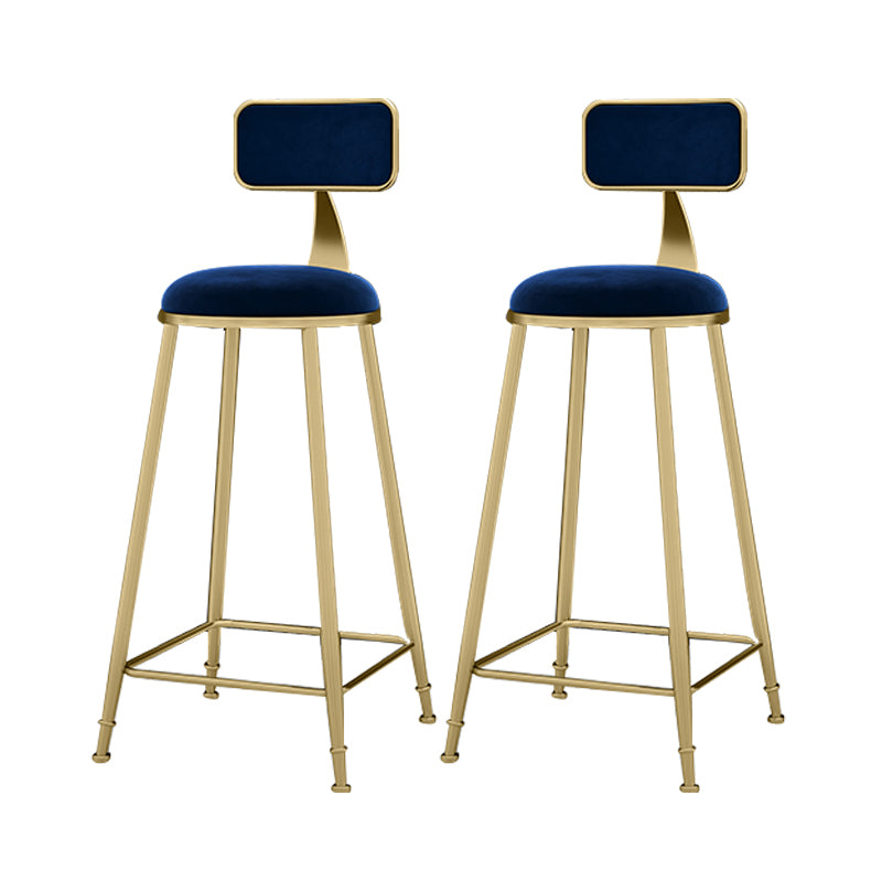 Scandinavian Armless Metal Frame Bar Stool Low Back Upholstered Bar Stool Blue 2 Piece Set Clearhalo 'Bar Furniture' 'Bar Stools' 'bar_stools' 'furn' 'furn_bar_stools' 'Furniture' 'Kitchen & Dining Furniture' 6263078