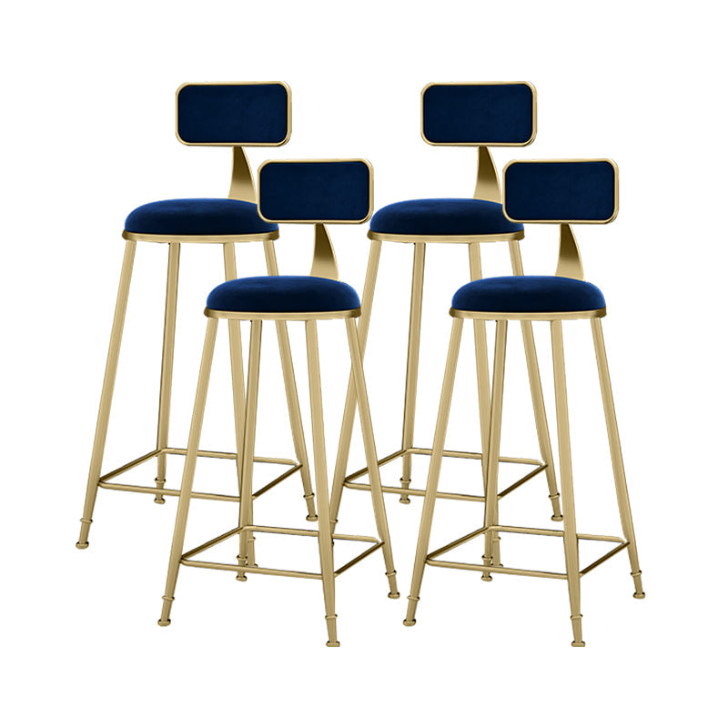 Scandinavian Armless Metal Frame Bar Stool Low Back Upholstered Bar Stool Blue 4 Piece Set Clearhalo 'Bar Furniture' 'Bar Stools' 'bar_stools' 'furn' 'furn_bar_stools' 'Furniture' 'Kitchen & Dining Furniture' 6263079