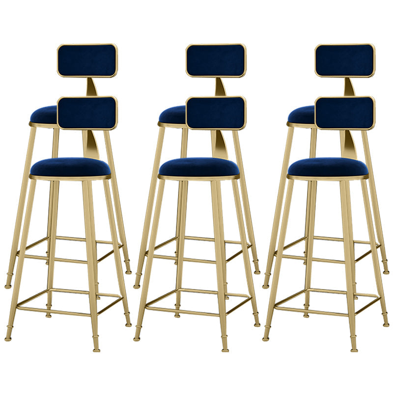 Scandinavian Armless Metal Frame Bar Stool Low Back Upholstered Bar Stool Blue 6 Piece Set Clearhalo 'Bar Furniture' 'Bar Stools' 'bar_stools' 'furn' 'furn_bar_stools' 'Furniture' 'Kitchen & Dining Furniture' 6263080