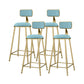 Scandinavian Armless Metal Frame Bar Stool Low Back Upholstered Bar Stool Light Blue 4 Piece Set Clearhalo 'Bar Furniture' 'Bar Stools' 'bar_stools' 'furn' 'furn_bar_stools' 'Furniture' 'Kitchen & Dining Furniture' 6263083