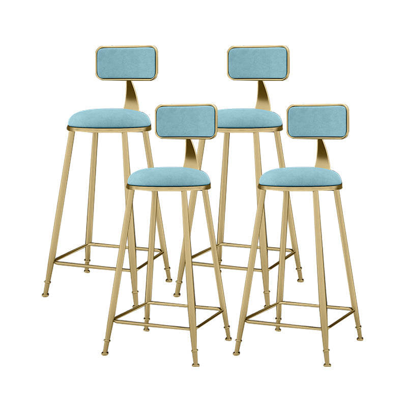Scandinavian Armless Metal Frame Bar Stool Low Back Upholstered Bar Stool Light Blue 4 Piece Set Clearhalo 'Bar Furniture' 'Bar Stools' 'bar_stools' 'furn' 'furn_bar_stools' 'Furniture' 'Kitchen & Dining Furniture' 6263083