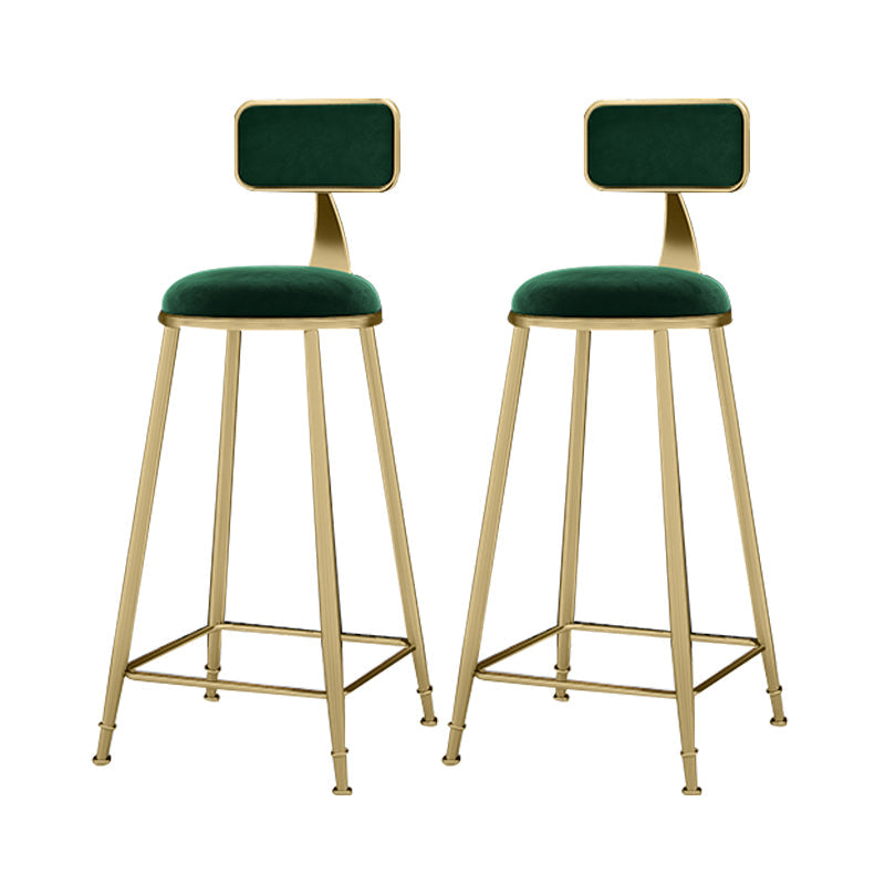 Scandinavian Armless Metal Frame Bar Stool Low Back Upholstered Bar Stool Green 2 Piece Set Clearhalo 'Bar Furniture' 'Bar Stools' 'bar_stools' 'furn' 'furn_bar_stools' 'Furniture' 'Kitchen & Dining Furniture' 6263086