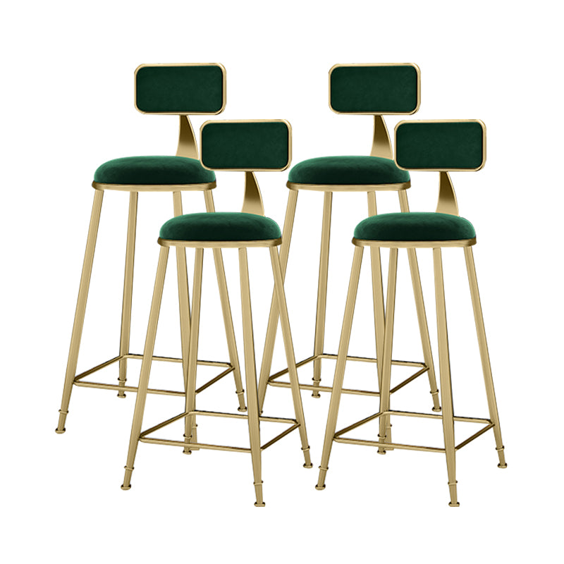 Scandinavian Armless Metal Frame Bar Stool Low Back Upholstered Bar Stool Green 4 Piece Set Clearhalo 'Bar Furniture' 'Bar Stools' 'bar_stools' 'furn' 'furn_bar_stools' 'Furniture' 'Kitchen & Dining Furniture' 6263087