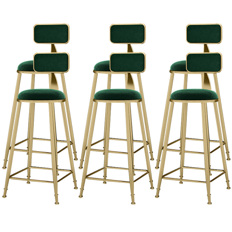 Scandinavian Armless Metal Frame Bar Stool Low Back Upholstered Bar Stool Green 6 Piece Set Clearhalo 'Bar Furniture' 'Bar Stools' 'bar_stools' 'furn' 'furn_bar_stools' 'Furniture' 'Kitchen & Dining Furniture' 6263088