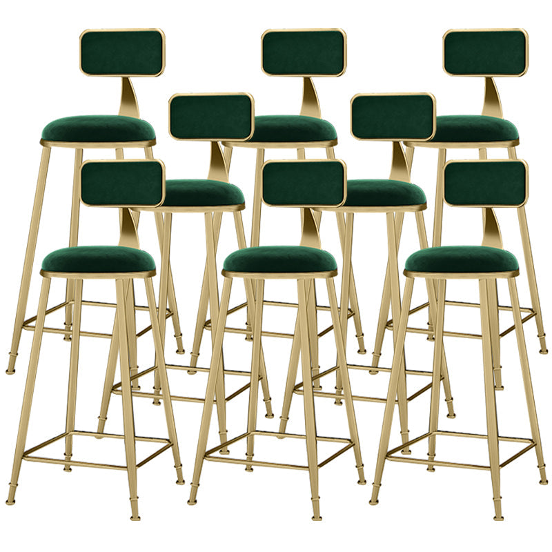 Scandinavian Armless Metal Frame Bar Stool Low Back Upholstered Bar Stool Green 8 Piece Set Clearhalo 'Bar Furniture' 'Bar Stools' 'bar_stools' 'furn' 'furn_bar_stools' 'Furniture' 'Kitchen & Dining Furniture' 6263089