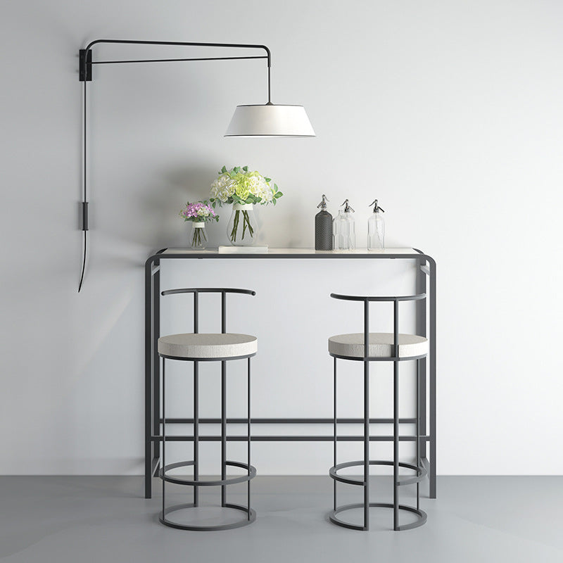Contemporary Upholstered Counter Stool Bar-height Bar Stool with Metal Base Clearhalo 'Bar Furniture' 'Bar Stools' 'bar_stools' 'furn' 'furn_bar_stools' 'Furniture' 'Kitchen & Dining Furniture' 6263253