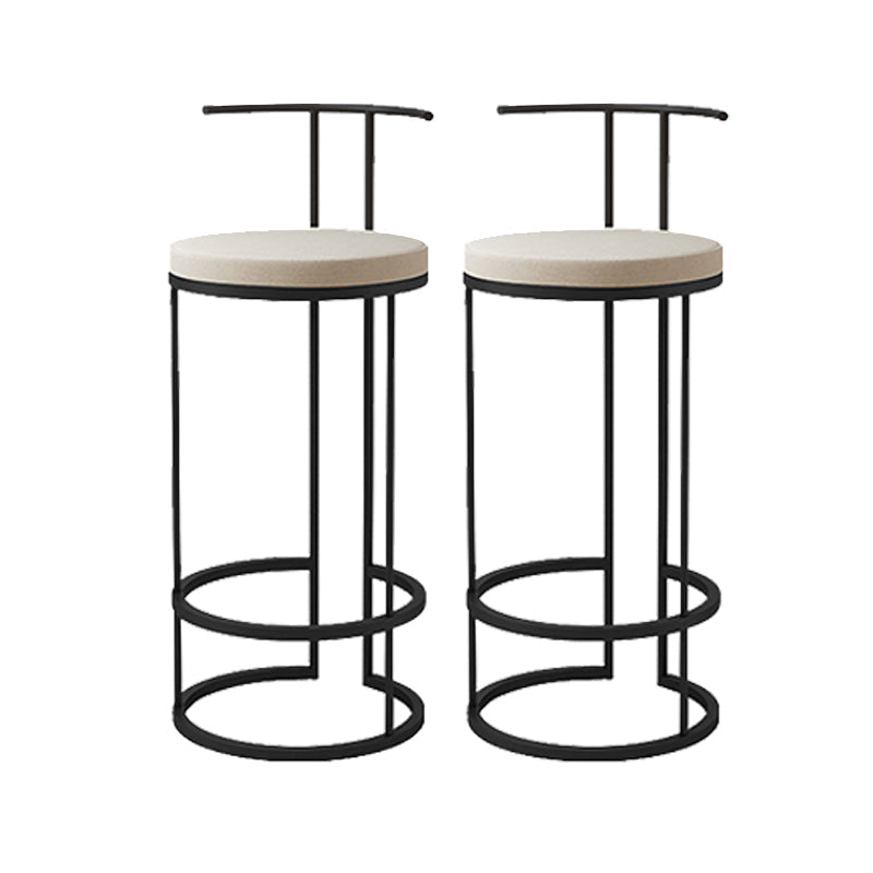 Contemporary Upholstered Counter Stool Bar-height Bar Stool with Metal Base Black 2 Piece Set Clearhalo 'Bar Furniture' 'Bar Stools' 'bar_stools' 'furn' 'furn_bar_stools' 'Furniture' 'Kitchen & Dining Furniture' 6263255