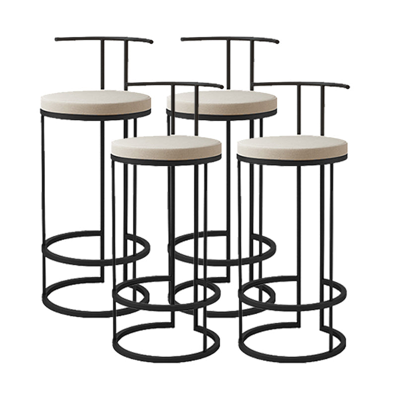 Contemporary Upholstered Counter Stool Bar-height Bar Stool with Metal Base Black 4 Piece Set Clearhalo 'Bar Furniture' 'Bar Stools' 'bar_stools' 'furn' 'furn_bar_stools' 'Furniture' 'Kitchen & Dining Furniture' 6263257