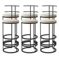 Contemporary Upholstered Counter Stool Bar-height Bar Stool with Metal Base Black 6 Piece Set Clearhalo 'Bar Furniture' 'Bar Stools' 'bar_stools' 'furn' 'furn_bar_stools' 'Furniture' 'Kitchen & Dining Furniture' 6263260