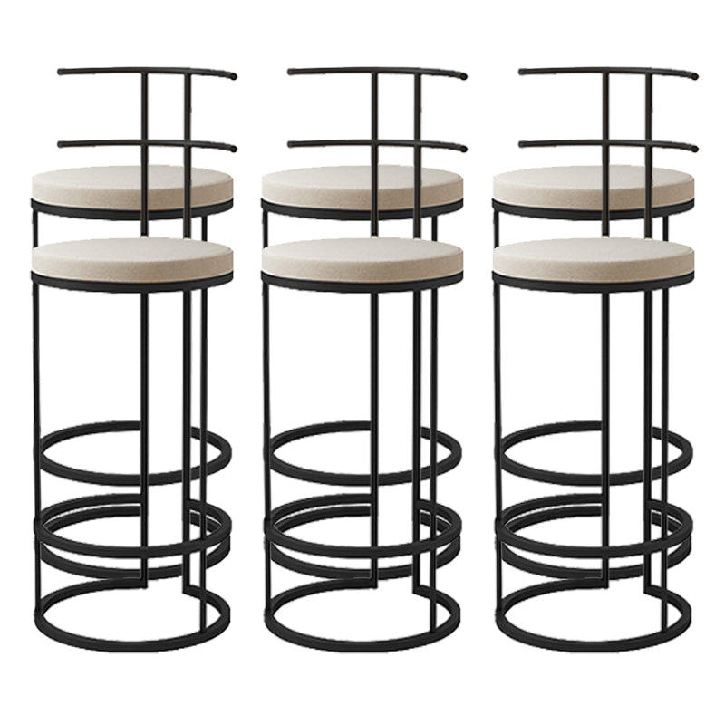 Contemporary Upholstered Counter Stool Bar-height Bar Stool with Metal Base Black 6 Piece Set Clearhalo 'Bar Furniture' 'Bar Stools' 'bar_stools' 'furn' 'furn_bar_stools' 'Furniture' 'Kitchen & Dining Furniture' 6263260