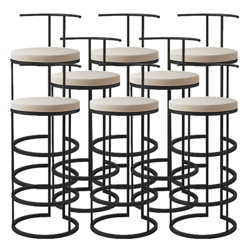 Contemporary Upholstered Counter Stool Bar-height Bar Stool with Metal Base Black 8 Piece Set Clearhalo 'Bar Furniture' 'Bar Stools' 'bar_stools' 'furn' 'furn_bar_stools' 'Furniture' 'Kitchen & Dining Furniture' 6263261