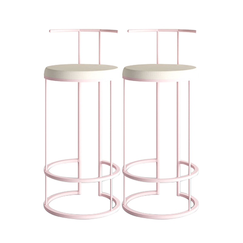 Contemporary Upholstered Counter Stool Bar-height Bar Stool with Metal Base Pink 2 Piece Set Clearhalo 'Bar Furniture' 'Bar Stools' 'bar_stools' 'furn' 'furn_bar_stools' 'Furniture' 'Kitchen & Dining Furniture' 6263265