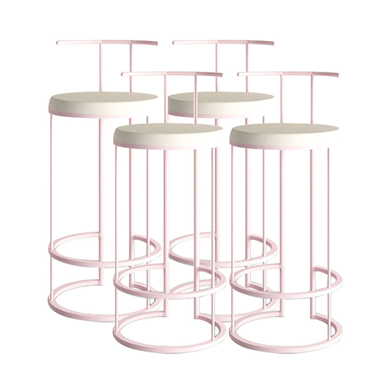 Contemporary Upholstered Counter Stool Bar-height Bar Stool with Metal Base Pink 4 Piece Set Clearhalo 'Bar Furniture' 'Bar Stools' 'bar_stools' 'furn' 'furn_bar_stools' 'Furniture' 'Kitchen & Dining Furniture' 6263267