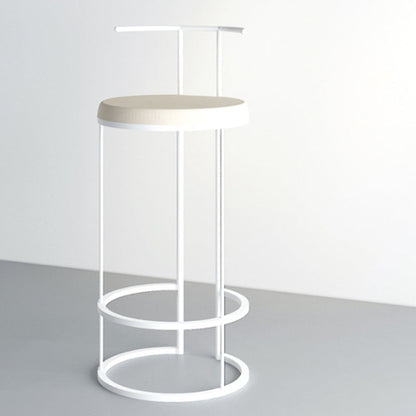 Contemporary Upholstered Counter Stool Bar-height Bar Stool with Metal Base White 1 Piece Clearhalo 'Bar Furniture' 'Bar Stools' 'bar_stools' 'furn' 'furn_bar_stools' 'Furniture' 'Kitchen & Dining Furniture' 6263269