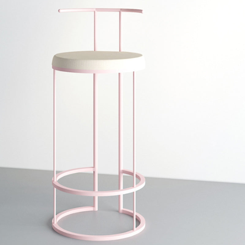 Contemporary Upholstered Counter Stool Bar-height Bar Stool with Metal Base Pink 1 Piece Clearhalo 'Bar Furniture' 'Bar Stools' 'bar_stools' 'furn' 'furn_bar_stools' 'Furniture' 'Kitchen & Dining Furniture' 6263271