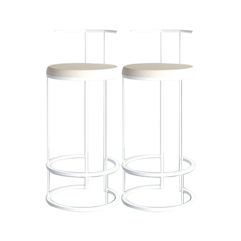 Contemporary Upholstered Counter Stool Bar-height Bar Stool with Metal Base White 2 Piece Set Clearhalo 'Bar Furniture' 'Bar Stools' 'bar_stools' 'furn' 'furn_bar_stools' 'Furniture' 'Kitchen & Dining Furniture' 6263272