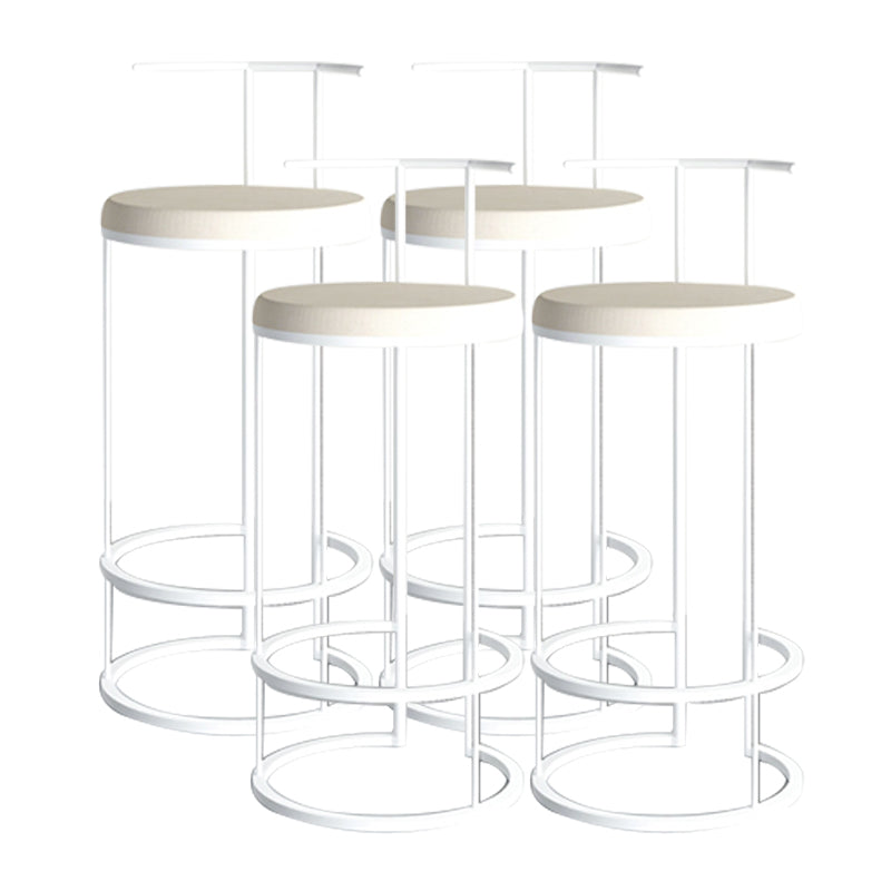 Contemporary Upholstered Counter Stool Bar-height Bar Stool with Metal Base White 4 Piece Set Clearhalo 'Bar Furniture' 'Bar Stools' 'bar_stools' 'furn' 'furn_bar_stools' 'Furniture' 'Kitchen & Dining Furniture' 6263273