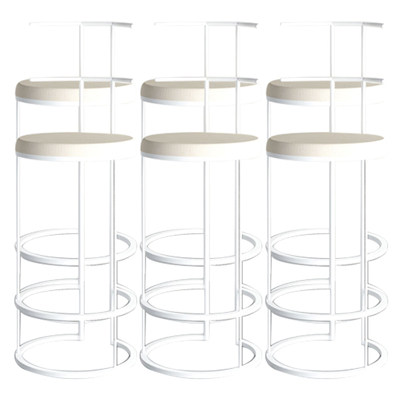 Contemporary Upholstered Counter Stool Bar-height Bar Stool with Metal Base White 6 Piece Set Clearhalo 'Bar Furniture' 'Bar Stools' 'bar_stools' 'furn' 'furn_bar_stools' 'Furniture' 'Kitchen & Dining Furniture' 6263274