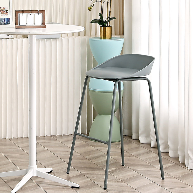 Indoor Plastic and Metal Bar Stool Modern Low Back Armless Bar Stool Grey 1 Piece Bar Stool(30"H) Clearhalo 'Bar Furniture' 'Bar Stools' 'bar_stools' 'furn' 'furn_bar_stools' 'Furniture' 'Kitchen & Dining Furniture' 6263277