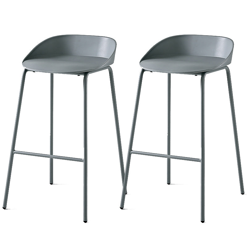 Indoor Plastic and Metal Bar Stool Modern Low Back Armless Bar Stool Grey 2 Piece Set Bar Stool(30"H) Clearhalo 'Bar Furniture' 'Bar Stools' 'bar_stools' 'furn' 'furn_bar_stools' 'Furniture' 'Kitchen & Dining Furniture' 6263278