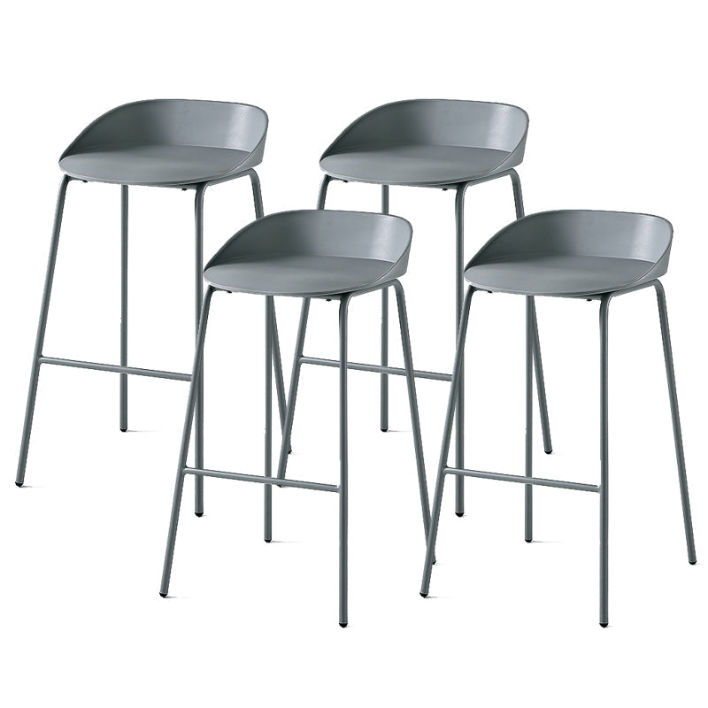 Indoor Plastic and Metal Bar Stool Modern Low Back Armless Bar Stool Grey 4 Piece Set Bar Stool(30"H) Clearhalo 'Bar Furniture' 'Bar Stools' 'bar_stools' 'furn' 'furn_bar_stools' 'Furniture' 'Kitchen & Dining Furniture' 6263281