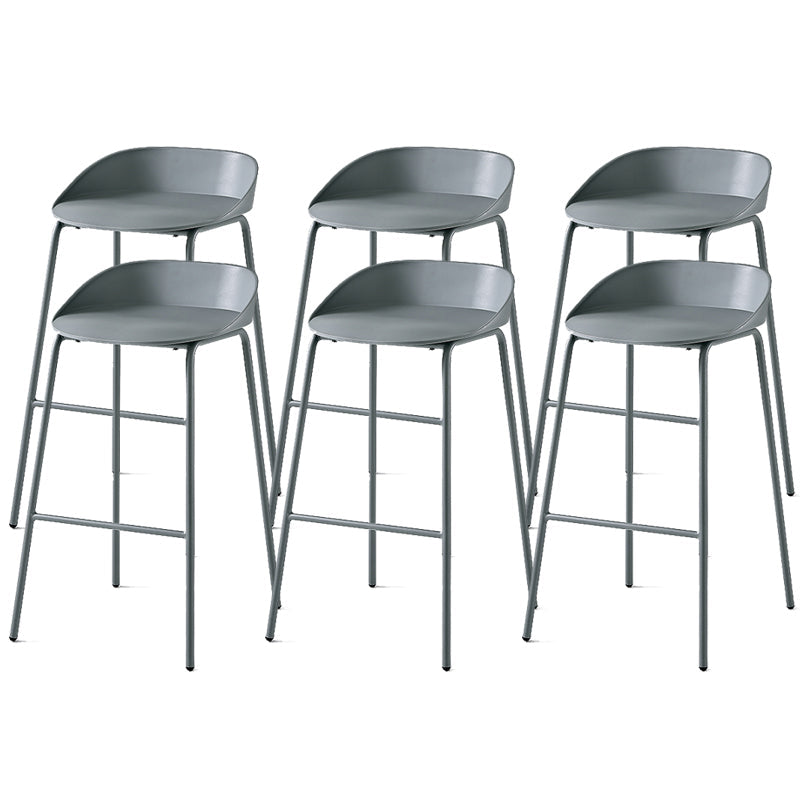 Indoor Plastic and Metal Bar Stool Modern Low Back Armless Bar Stool Grey 6 Piece Set Bar Stool(30"H) Clearhalo 'Bar Furniture' 'Bar Stools' 'bar_stools' 'furn' 'furn_bar_stools' 'Furniture' 'Kitchen & Dining Furniture' 6263283