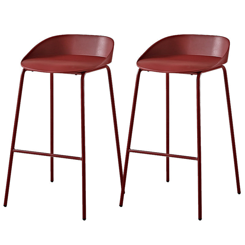 Indoor Plastic and Metal Bar Stool Modern Low Back Armless Bar Stool Red 2 Piece Set Bar Stool(30"H) Clearhalo 'Bar Furniture' 'Bar Stools' 'bar_stools' 'furn' 'furn_bar_stools' 'Furniture' 'Kitchen & Dining Furniture' 6263289