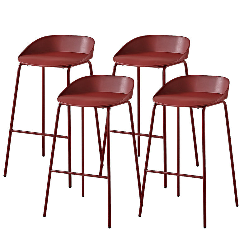 Indoor Plastic and Metal Bar Stool Modern Low Back Armless Bar Stool Red 4 Piece Set Bar Stool(30"H) Clearhalo 'Bar Furniture' 'Bar Stools' 'bar_stools' 'furn' 'furn_bar_stools' 'Furniture' 'Kitchen & Dining Furniture' 6263291